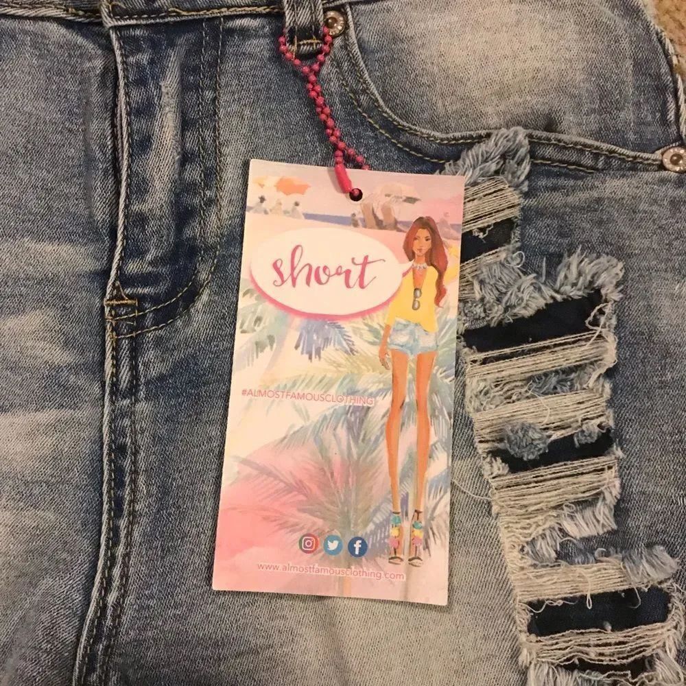 Distressed Denim High Waisted Shorts - Picture 4 of 8